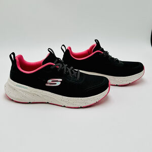 Skechers EDGERIDE Women Air-Cooled Memory Foam Black Pink Sneaker 150472 Size 7